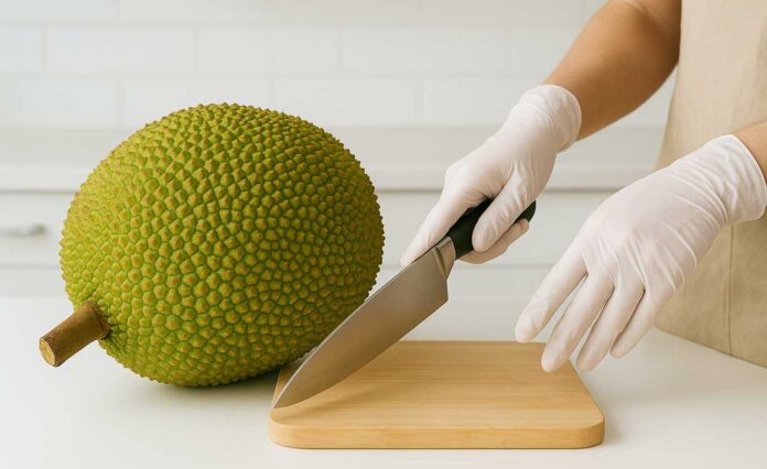 Cut-the-Jackfruit The Safest Way to Cut Unripe Jackfruit